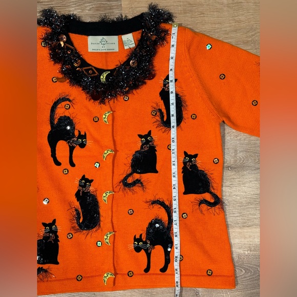 NEW Design Options by Philip and Jane Gordon Black Cat Cardigan Size M - Picture 12 of 14